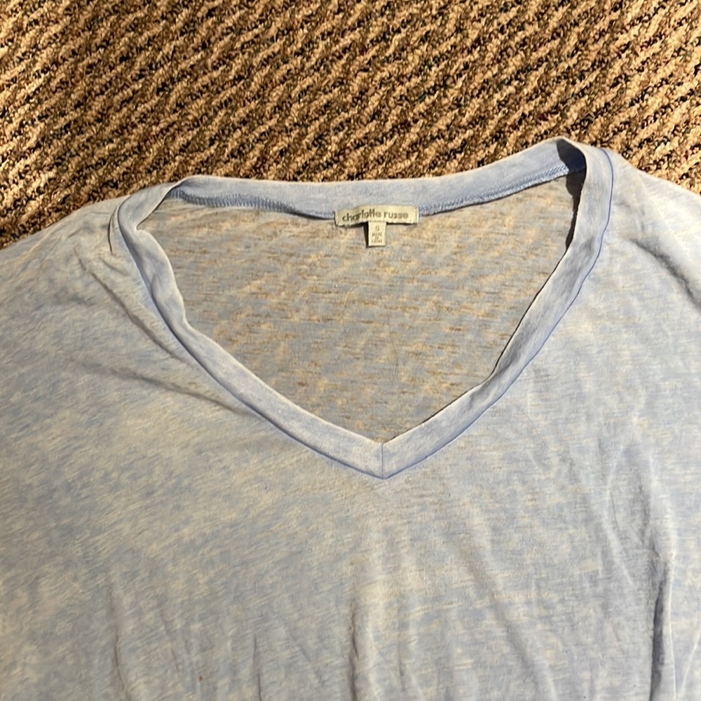 Charlotte Russe light blue burn out tee with tie front - Picture 3 of 4